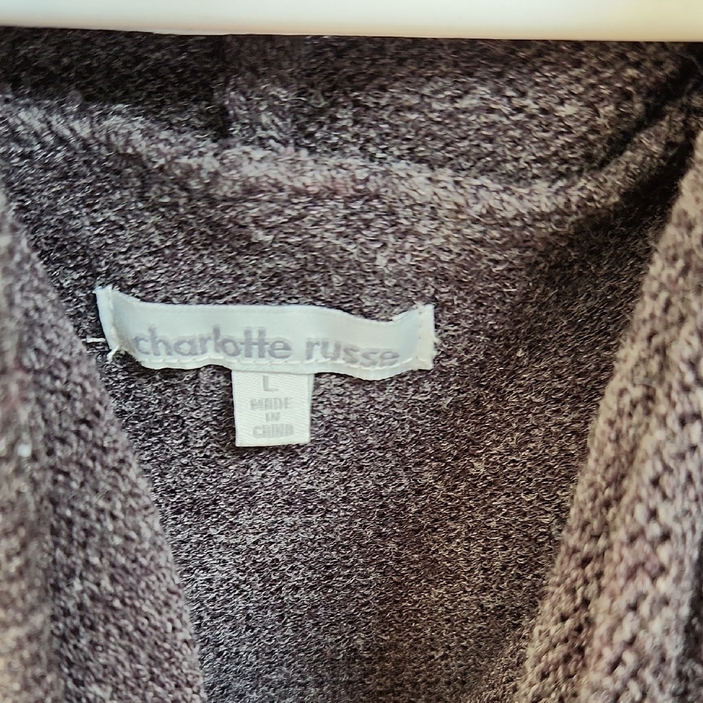 Charlotte Russe Dark Gray Cowl Neck Sweater - Picture 2 of 5